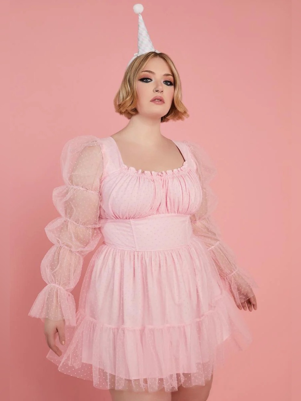 Sugar Thrillz Plus Size Pink Show Pony Mini Dress - Size 1X - Picture 8 of 8
